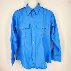 THE COMMAND SHIRT BY FLYING CROSS LONG SLEEVE SHIRT MEN 16.5 BLUE 100% Polyester